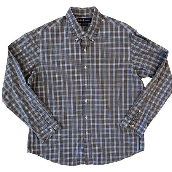 RALPH LAUREN 100% Cotton Long sleeve Lightweight Plaid Button Down Shirt SZ XL - Picture 2 of 9